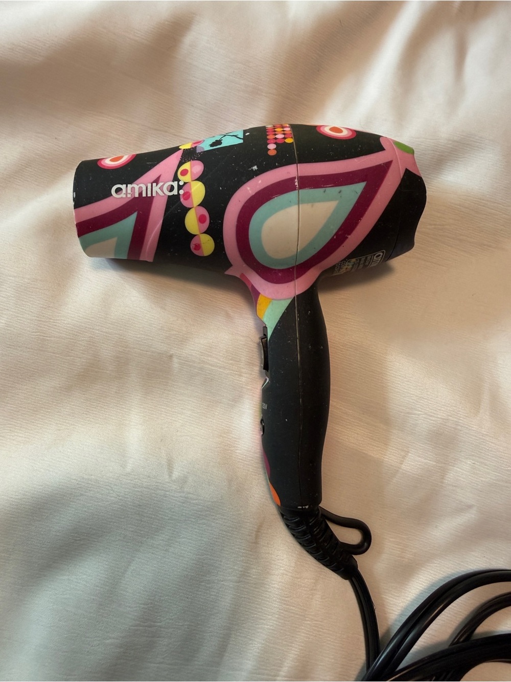 amika Vintage Colorful Art Print Professional Hair Dryer Dual Voltage